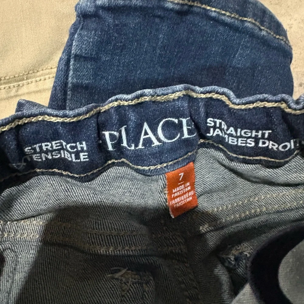 3 pack two Children's Place Kids Jeans - Denim Blue and Khaki wranglers (8) - Picture 3 of 6